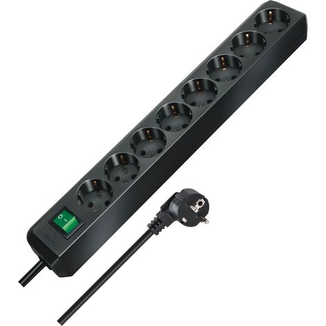 Brennenstuhl 1159300018 Multipresa con interruttore 8 scomparti Nero Schuko 1 pz.