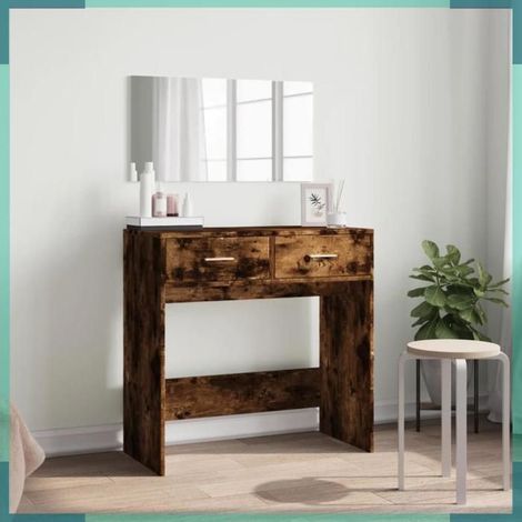 840706 Coiffeuse avec miroir chêne fumé 80x39x80 cm (1/5)