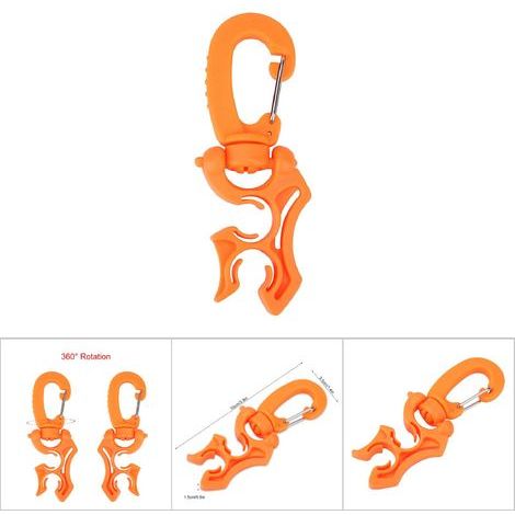 Stück Cliphalter für BCD-Niederdruck-Outdoor-Tauchschlauch mit Karabinerhaken (Orange) (1/5)