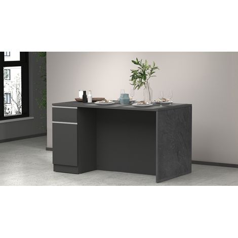 Îlot de cuisine 2 portes 160 cm anthracite mat/béton Solena (1/5)