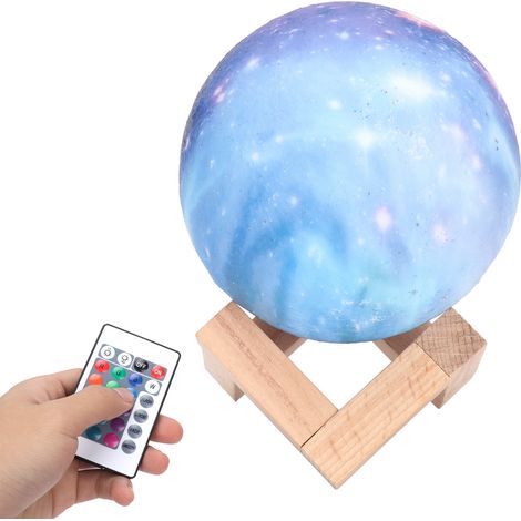 Mini-LED-Mondlampe, USB-aufladbar, 16 Farben, Nachtlicht mit Fernbedienung und Holzständer, Geburtstagsgeschenk (1/5)