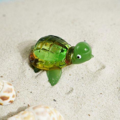 Figurine Miniature Tortue Verre Verte 7x6x3cm (1/3)