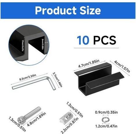 10 Pinces Centrales Solaires, Aluminium, Pour Panneaux 30-45mm, Supports Réglables, Toits Plats Ou Métalliques (1/5)