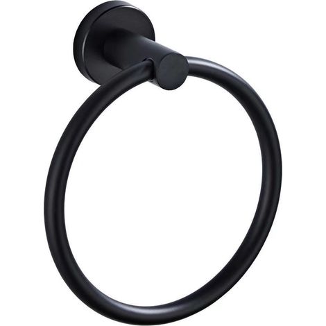 Lntyq Porte-Serviettes, Anneau Porte Serviettes Mural Givré Noir en Acier Inoxydable, Porte Serviette Rond pour Salle de Bain, Cuisine (Noir), 166.55.5cm (1/5)