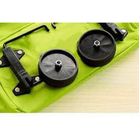 Sac de courses pliable vert à roulettes, en tissu Oxford extensible, couleur unie. (1/5)