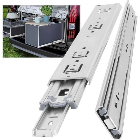 Glissière de tiroir pour charges lourdes, capacité de charge jusqu'à 68 KG, sans serrure,Extension 550mm, 1 Paire (2 pièces) (1/5)