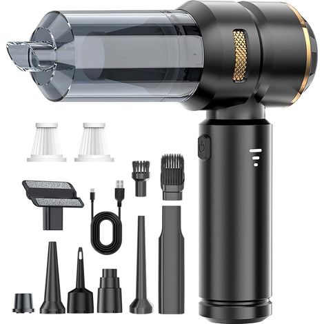 Aspirateur à Main 4en1,22000Pa Aspirateur à Main sans Fil,3 Vitesses Mini Aspirateur de Voiture avec Moteur sans Balais,Souffleur de Poussière,d'air Comprimé,6000mAh,pour Bureau,Maison (1/5)