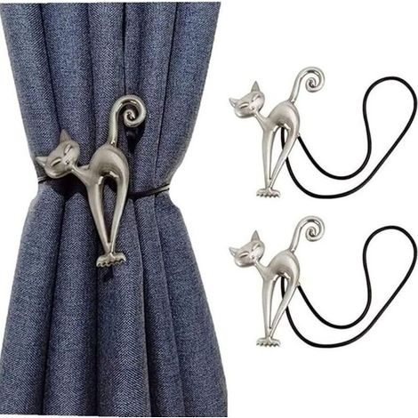 2Pcs Embrasse à Rideaux Magnétique Attache Rideau Aimanté Boucle de Rideau Magnifique Clip Rideau en Motif de Chat Accessoires pour Rideaux pour Maison Salon Chambre Bureau (1/5)
