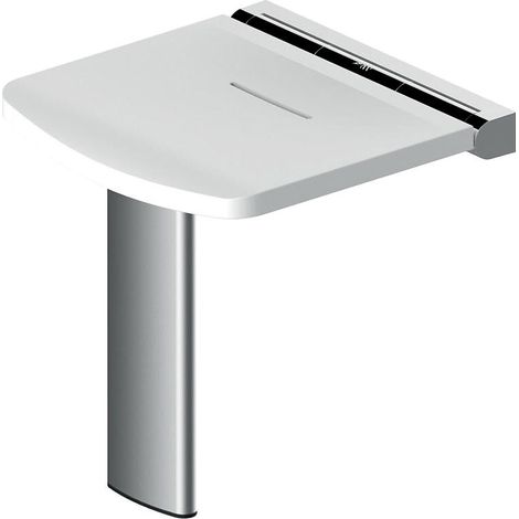 AKW – Siège de douche rabattable compact blanc – Assise ergonomique 380x302mm – Acier inoxydable – Charge max 200kg – Encombrement 78mm
