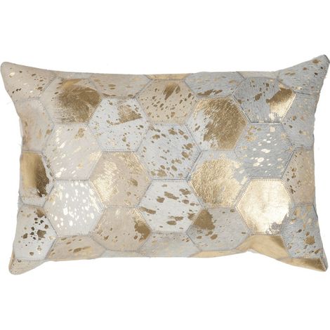 Cuscino decorativo Spark in pelle avorio e oro (1/3)