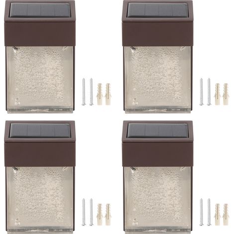 Lot de 4 appliques solaires murales étanches à LED pour extérieur, décoration de terrasse, lumière chaude (1/5)