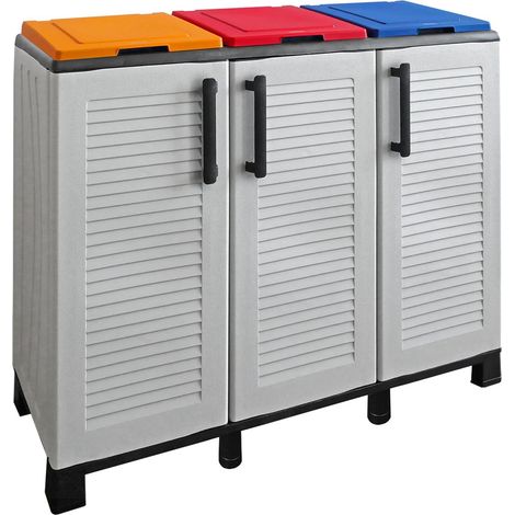 ARMADIO PATTUMIERA BASSO IN PLASTICA 3 SCOMPARTI DIMENSIONI 102X37XH 90 CM