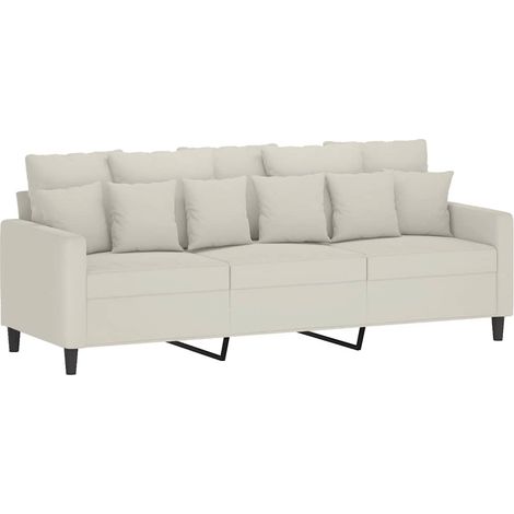 Divano a 3 Posti  Sofa Crema 180 cm in Velluto (1/5)