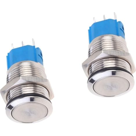 2 boutons-poussoirs - inox étanche - pour industriel/panneau (1/5)