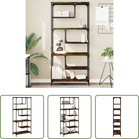 Bücherregal Metall -  Bücherregal Räuchereiche 81x36x176 cm Holzwerkstoff (1/5)