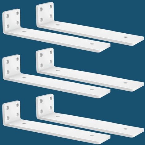 Lot de 6 Equerre Etagere Murale, équerre Industrielle,Equerre Charge Lourde,5 mm D'épaisseur, Support Invisible étagère Murale avec Vis (Blanche,30 cm) (1/5)