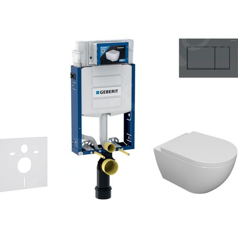 Geberit – Set de bâti-support WC suspendu Kombifix avec cuvette Oudee rimless et abattant SoftClose – Plaque Sigma20 noir mat – SANI15CA5104 (1/5)
