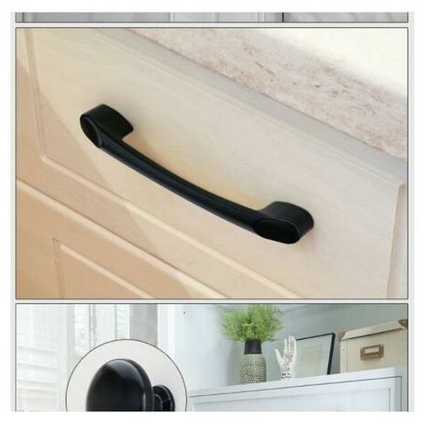 Lot de 10 boutons de porte noirs en forme de T pour meubles de cuisine et de salle de bain. (1/2)