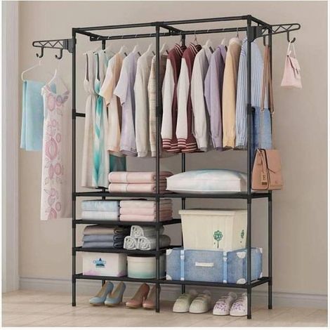 TrAdE Shop Traesio - Appendiabiti Da Pavimento Armadio Interni Stendino Girevole Gancio 180x36x170 Cm - (1/5)