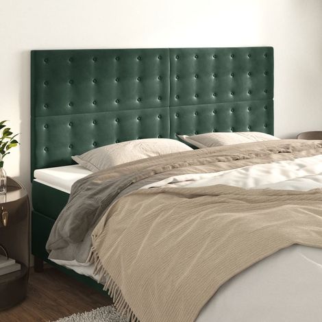 Tête de lit Vert foncé 160x5x118/128 cm Velours vidaXL (1/5)