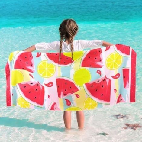 Serviette de Plage pour Enfants – Pastèque Serviette de Plage 70 x 150cm Serviette de Bain Absorbante en Polyester Doux Serviette de Bain de Piscine Sportif Serviette pour Filles Rosa (1/5)