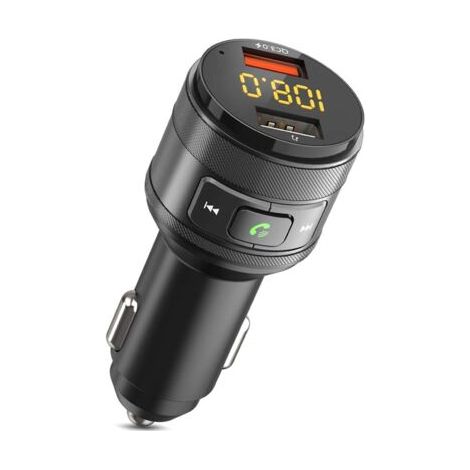 Bluetooth-FM-Transmitter fürs Auto – Kompatibel mit QC3.0-Schnellladung, Freisprechfunktion, zwei USB-Anschlüssen und Stereoklang (1/4)