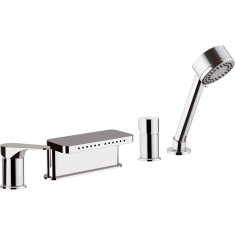 Miscelatore bordo vasca con deviatore, bocca multigetto e doccetta - serie class line (1/2)
