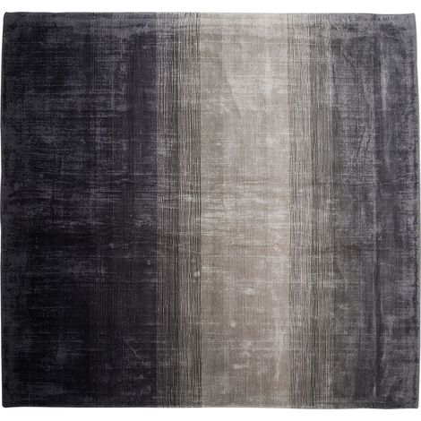 Tapis Carré Gris et Noir en Viscose pour Chambre ou Salon au Style Moderne 200 x 200 cm Beliani