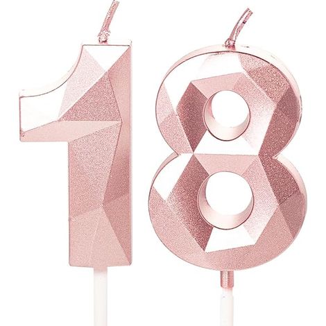 Bougies d'anniversaire or rose forme chiffre 18 fille Décorations gâteau d'anniversaire 18 ans Or rose (1/5)
