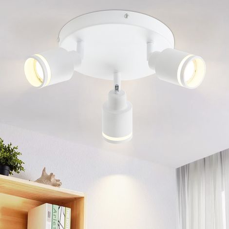 Lampade da soffitto GBLY Luce da soffitto Moderna con 3 Lampadine:  GU10 Girevoli, Lampada per Cucina, Lampada per Corridoio, Quadrata in Metallico Bianco