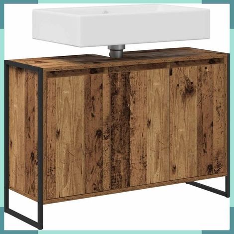 886484 Cabinet de salle de bain avec porte Bois Ancien 90 x 30 x 60 cm (1/5)