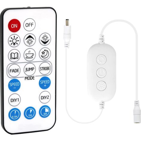 RF Télécommande Variateur pour les bandes lumineuses LED unicolores,Télécommande sans fil 18 touches et contrôleur en ligne DC 5-24V pour bande lumineuse LED 3528/2835/5050/COB (1/5)