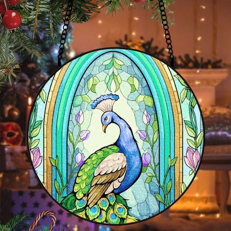 Vitrail colibri attrape-soleil 16 cm décoration fenêtre suspension raffinée cadeau grand-mère (1/5)