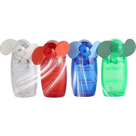 Lot de 4 mini ventilateurs, moteur PS, pales TPE, bouton levier, piles AA, usage poche sac (1/5)