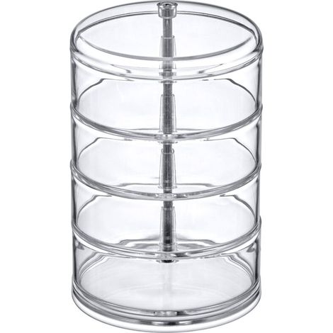 Boîte de rangement de bijoux à 5 couches en acrylique transparent, support rotatif de stockage de cosmétiques rotatif à 360 ° pour collier, bracelet, bague, boucles d'oreilles, petits objets