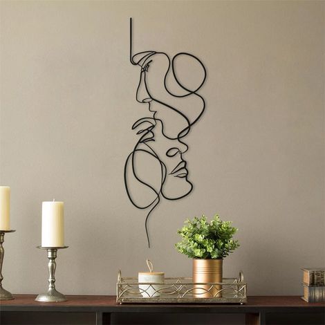 Gesichter Line Art Wanddeko, Minimalistische Wandkunst Hausdeko, Moderne Abstrakte Frauen Männer Einzelne Linie Wanddekoration - 4014cm (1/5)