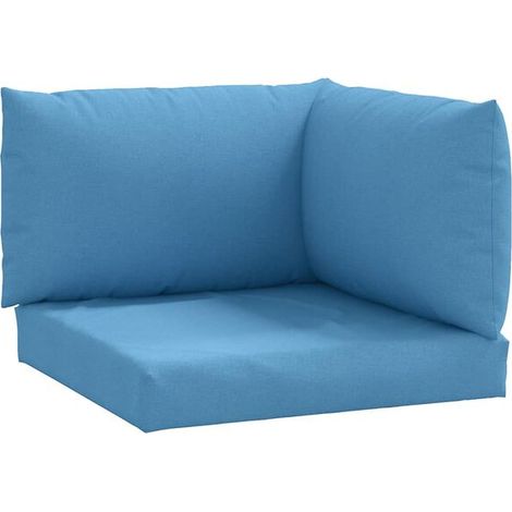 Un ensemble de 3 coussins pour plateau, confectionnés en tissu mélangé bleu. (1/5)