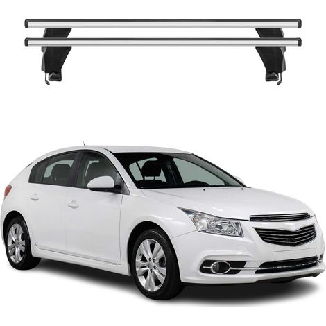 OMAC Dachträger Querträger Alu für Chevrolet Cruze 2009-2016 Schrägheck – Abschließbar – T-Nut – City-Crash-getestet – Max. 50 kg Silber (1/5)
