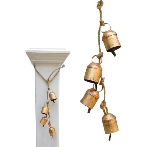 Weihnachtsglocken im Kuh-Stil, rustikale Shabby-Chic-Glocken, rustikale Vintage-Weihnachtsglocke mit Glocke, Shabby-Chic-Weihnachtsdekoration, für eine festliche Atmosphäre (1/5)