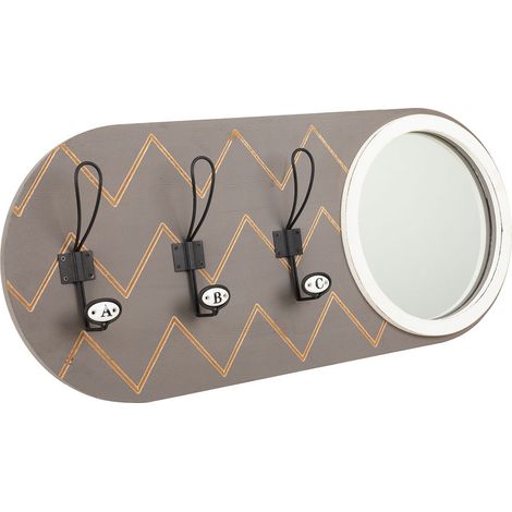 Percha con Espejo de madera y metal gris 60x5x30 (1/5)