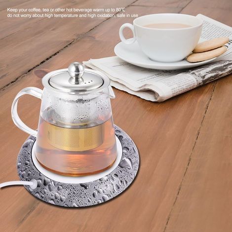 Tasse à Grains de Bois USB, Tapis Chauffant pour Tasse de Guerre, thé, café, Coussin Chauffant en Porcelaine (Motif de Goutte d'eau) (1/5)