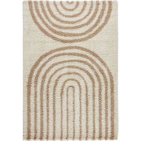 sweeek - Shaggy-Teppich mit Bogenmuster, beige - 120 x 160 cm