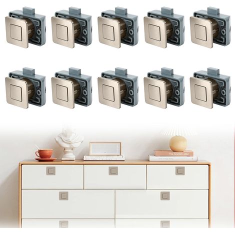 10pc Verrou Bouton Poussoir Placard Caravane de Métalliques Carrée (1/5)