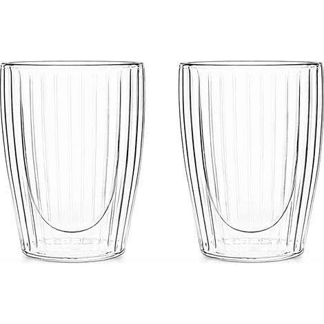 Lot de 2 tasses 35cl en verre borosilicate double paroi, HERA
