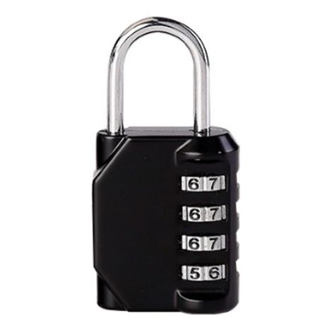 Cadenas à combinaison 4 chiffres, étanche, en métal et acier plaqué (une pièce) - Noir (1/5)