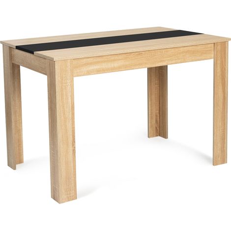 Idmarket – Table à manger rectangle 4 personnes – Imitation hêtre et noir – Longueur 110 cm – Largeur 70 cm – Hauteur 73 cm – Design moderne