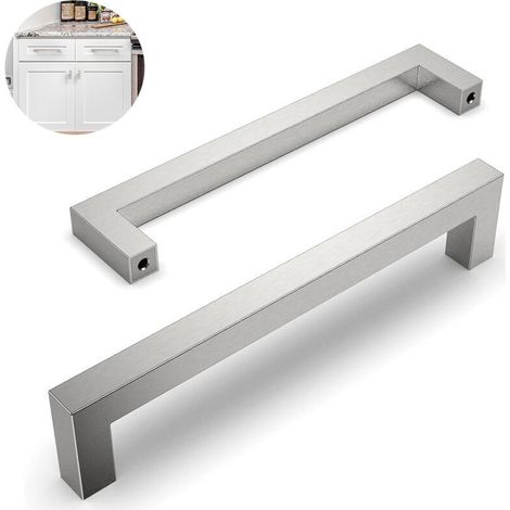 Juego de 10 tiradores para armarios de cocina, separación entre orificios de 160 mm, acero inoable, tiradores para armarios de cocina, tiradores para puertas de cocina, tiradores para muebles de cocin (1/4)