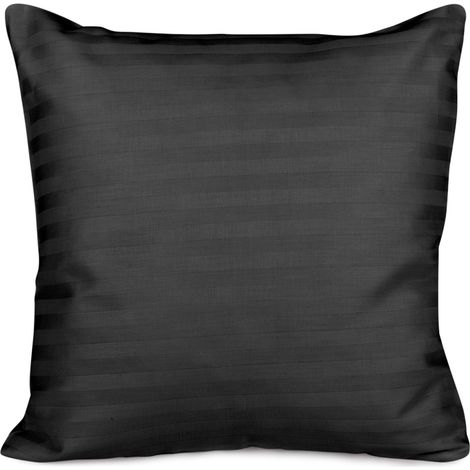 Taie d'oreiller 40x40 cm en satin de coton, rayures noires, fermeture éclair (1/2)
