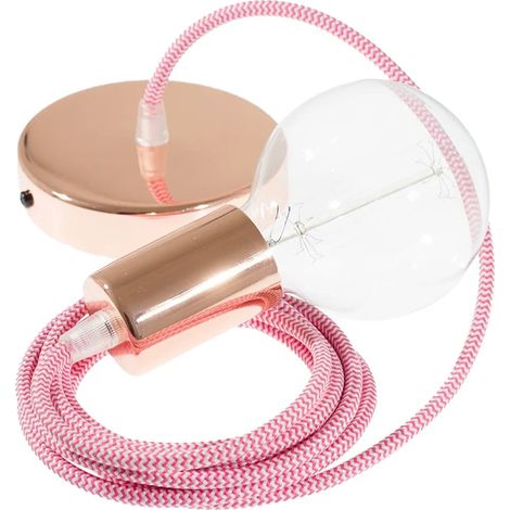 Lampada sospensione creative-cables rz08 zigzag rame tessuto 50 cm (1/3)