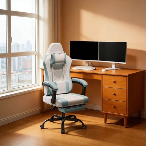 Fauteuil gaming ergonomique massage 70x70x127 cm OKMYHOME (1/5)